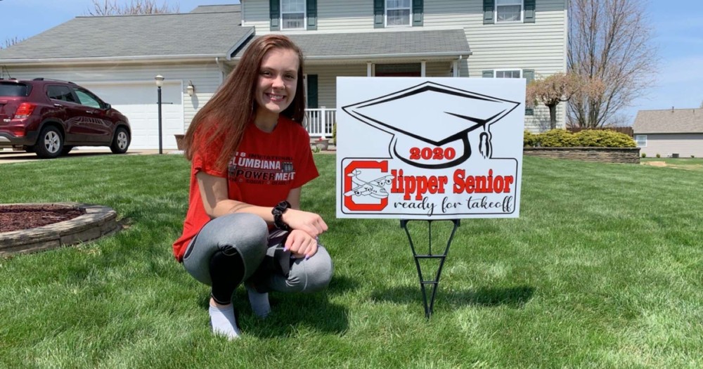 CHS Senior with her yard sign