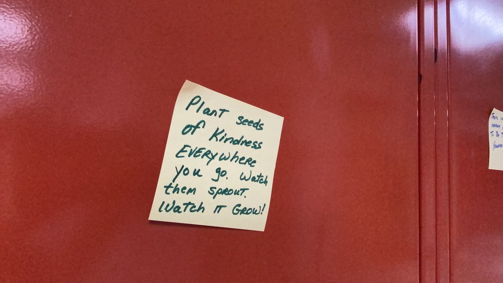 Positive note on a student's locker