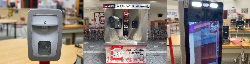 Columbiana Schools have purchased additional touchless hand sanitizer dispensers, brand new hand washing stations and thermal imaging devices to take the temperature of anyone who enters school buildings