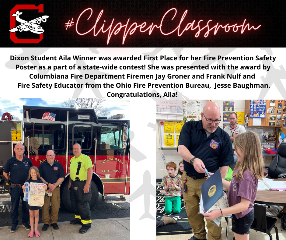 Aila Winner Places First in State Wide Fire Safety Prevention  Poster Contest 